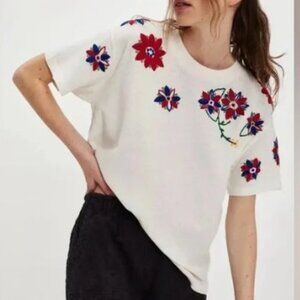 Free People "PETAL STITCH TISSUE" TEE , Large , NWOT